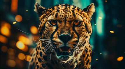 portrait of a leopard. Generative AI.