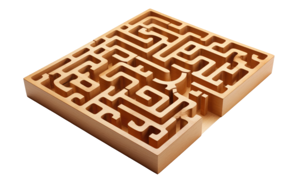 A Realistic Image of the Challenging Maze Master Puzzle Set on a Clear Surface or PNG Transparent Background.