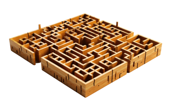 A Realistic Glimpse into the Engaging Maze Master Puzzle Set Experience on a Clear Surface or PNG Transparent Background.