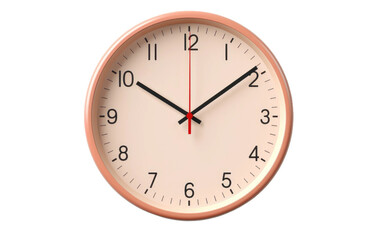 A Realistic Image of a Minimalist Clock for Modern and Contemporary Decoration on a Clear Surface or PNG Transparent Background.