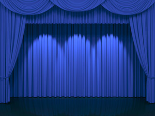 Luxury silk stage or window curtains. Interior design, waiting for show, movie end, revealing new product, premiere, marketing concept. 3D illustration