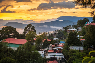 San Jose del pacifico sunset in Oaxaca valley small village famous for magic mushroom 