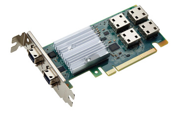A Realistic Image of a Network Interface Card (NIC) on a Clear Surface or PNG Transparent Background.