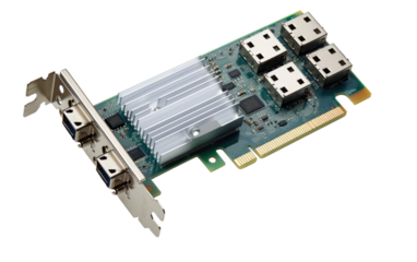 A Realistic Image of a Network Interface Card (NIC) on a Clear Surface or PNG Transparent Background.
