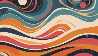 retro waves groovy poster background 70 hippie style