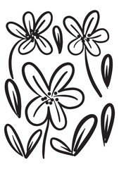 Floral, flower illustration vector, abstract hand drawn seamless pattern doodle element shape for texture backgound