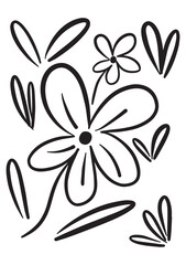 Floral, flower illustration vector, abstract hand drawn seamless pattern doodle element shape for texture backgound