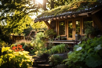 Obraz premium Building Living Roof on a Garden Shed
