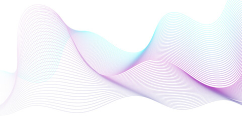 Abstract blue and pink wave geometric Technology, data science frequency gradient lines on transparent background. Isolated on white background. blue and white wavy stripes background.