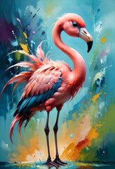 pink flamingo, family Phoenicopteridae - obrazy, fototapety, plakaty