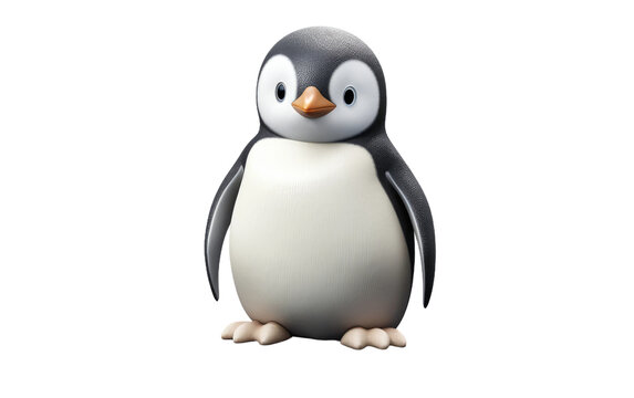 The Realistic Image of the Playful Penguin Toy on a Clear Surface or PNG Transparent Background.