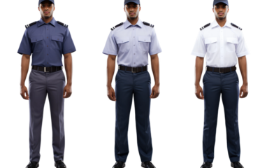 Exploring the Realistic Image of the Postal Worker Uniform on a Clear Surface or PNG Transparent Background.