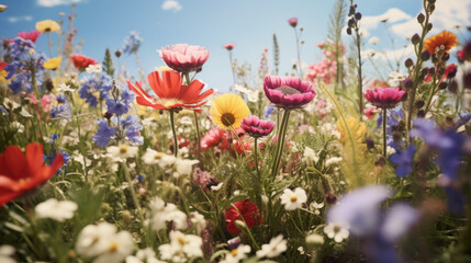 Obraz premium a field of wildflowers with a range of colors