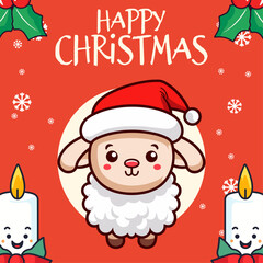 Have a Merry Winter Holiday with Our Sweet Vector Sheep: A Christmas Animal Cartoon Character for Children