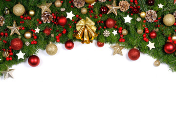 Christmas decoration frame on white