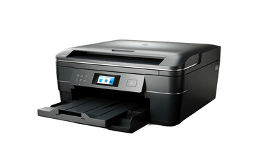 Exploring the Realistic Image of the Printer on a Clear Surface or PNG Transparent Background.