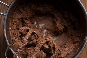 The process of making chocolate cake. Photo recipe.