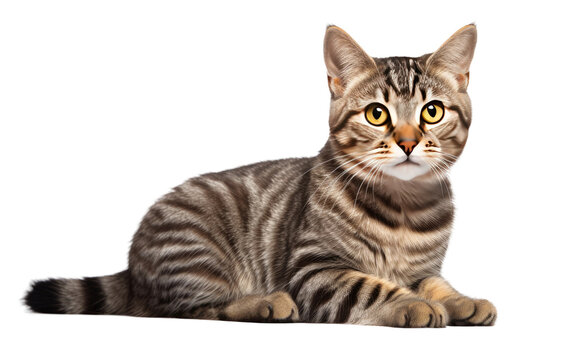 Exploring the Realistic Image of the Purring Cat Plush on a Clear Surface or PNG Transparent Background.