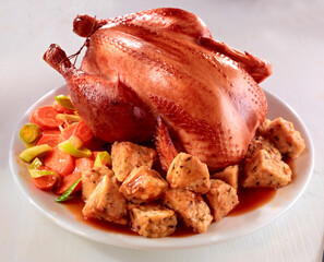 Grillhähnchen, Geflügel, kross, Gemüse,