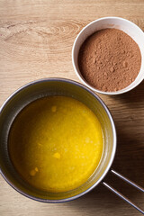 The process of making chocolate cake. Photo recipe.