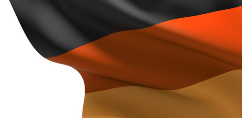 Germany flag background with cloth texture. Realistic Flag of Germany on the wavy surface of fabric.