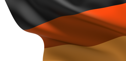 Germany flag background with cloth texture. Realistic Flag of Germany on the wavy surface of fabric.
