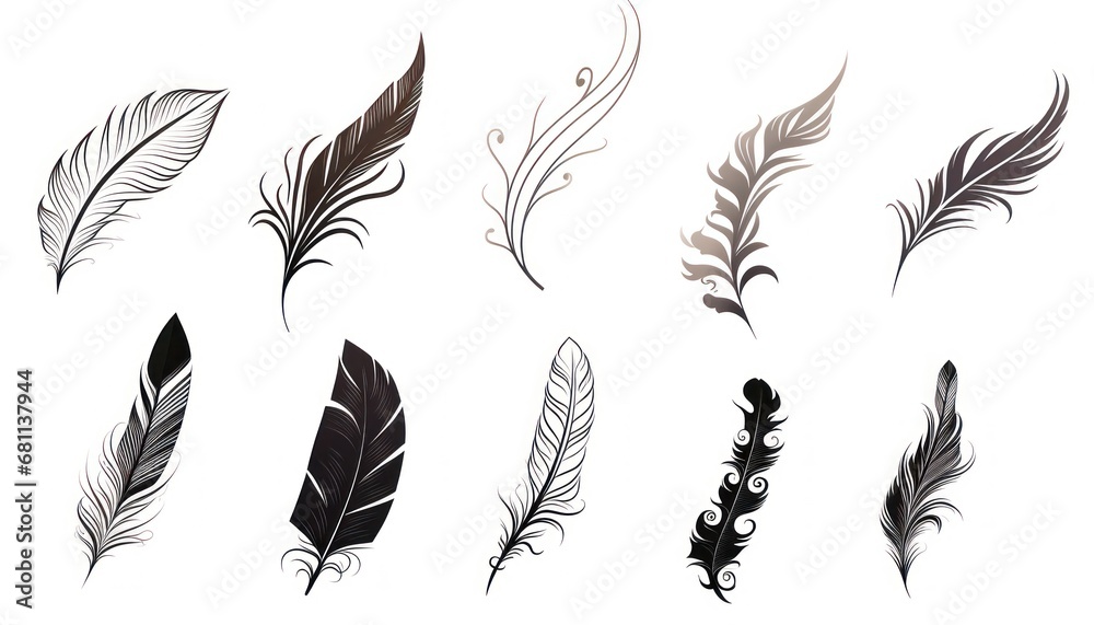 Canvas Prints  a set of different types of feathers on a white background stock photo - budget - free stock photo - budget - free stock photo - free stock photo.