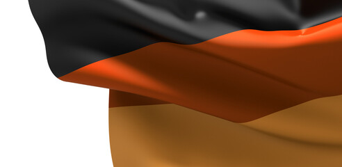 Germany flag background with cloth texture. Realistic Flag of Germany on the wavy surface of fabric.