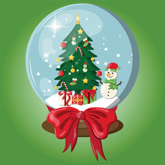 Beautiful Christmas illustration with festive snow globe
