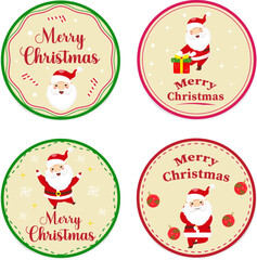 hand drawing vector christmast labels collection with santa claus cute element