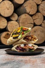 delicious pita with meat and cheese