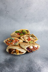 delicious pita with meat and cheese