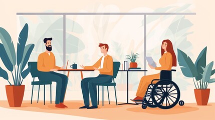 Illustration of 3 people in the cafe