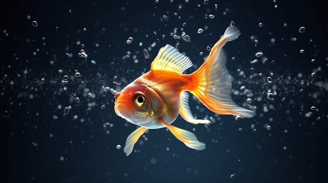 3d animation swimming goldfish.Generative AI