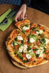delicious margarita pizza with tomatoes and cheese