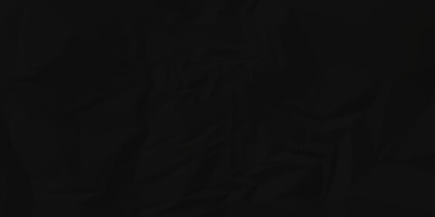 Dark black craft wrinkly paper crumpled texture. black fabric textured crumpled grunge paper background. panorama black paper texture background, crumpled pattern texture background.