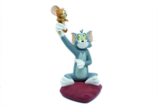 Studio image of Tom and Jerry on a white isolated background