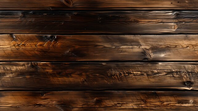 Vintage Timber Plank Background: Tileable Texture of Old Dark Wood with Striped Patterns, Perfect for Construction Industry or Interior Design with Rustic Charm and Copy Space