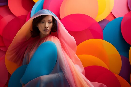 Abstract conceptual photography with vibrant colors and geometric shapes