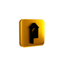 Black Firework rocket icon isolated on transparent background. Concept of fun party. Explosive pyrotechnic symbol. Yellow square button.