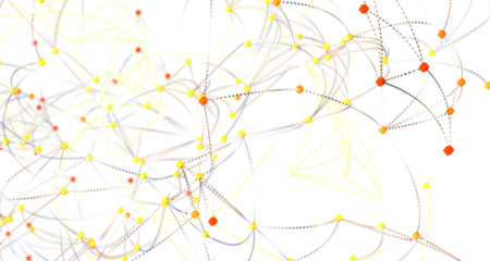 Multi color connected lines and dots network 3d illustration