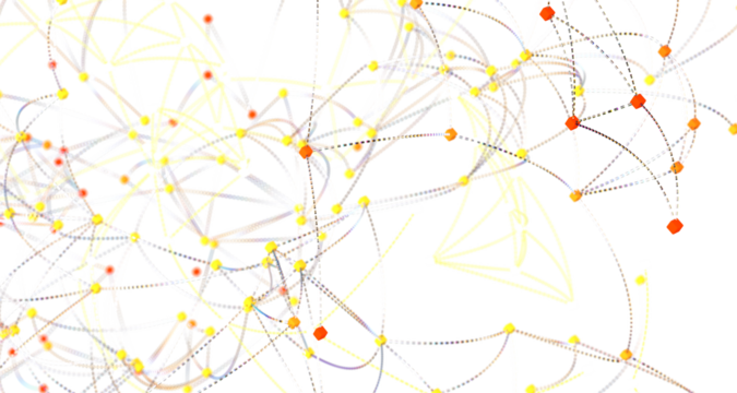 Multi color connected lines and dots network 3d illustration