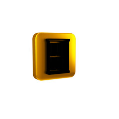 Black Wardrobe icon isolated on transparent background. Cupboard sign. Yellow square button.