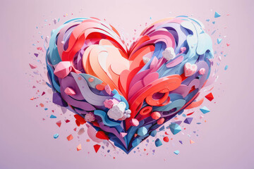 beautiful colorful heart as party background, valentine's day, anniversary, mother's day, marriage, invitation e-card