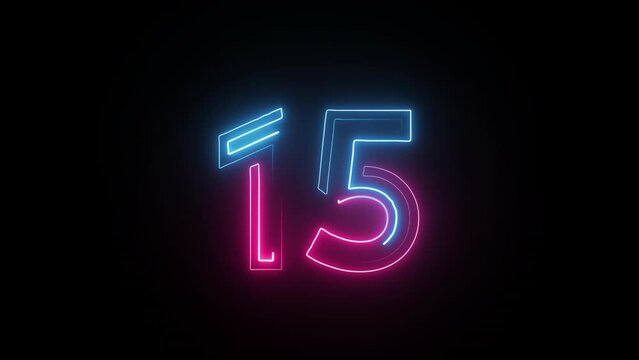 Neon number 15 with alpha channel, neon numbers, number fifteen