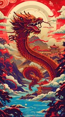 Fototapeta premium red Chinese New Year background illustration decoration