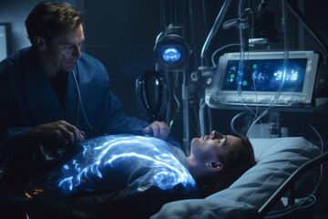 A doctor using advanced medical technology to diagnose and treat a complex condition