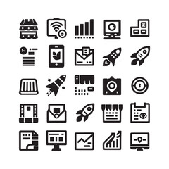 Icon set for catalogs. Isolated on a white background, a basic collection of vector icons for site design