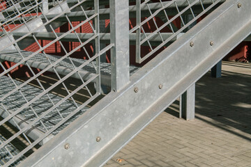 fire escape staircase, pedestrian passage for emergency exit. particular structure in galvanized...