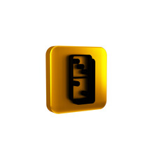 Black Domino icon isolated on transparent background. Yellow square button.